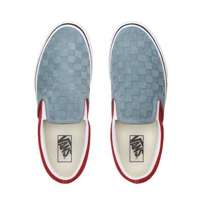 Vans Deboss Checkerboard Classic Slip-On - Kadın Slip-On Ayakkabı (Kırmızı)